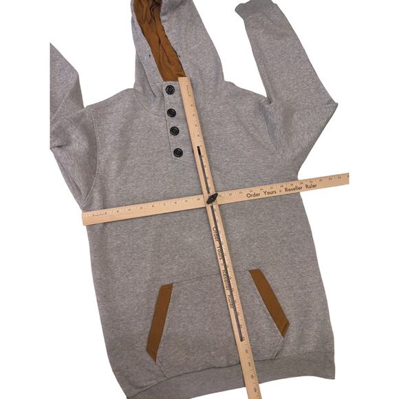 SPOP Hoodie Sweatshirt Womens XXL Pullover Buttons Gray Brown Athleisure Urban - Picture 7 of 16